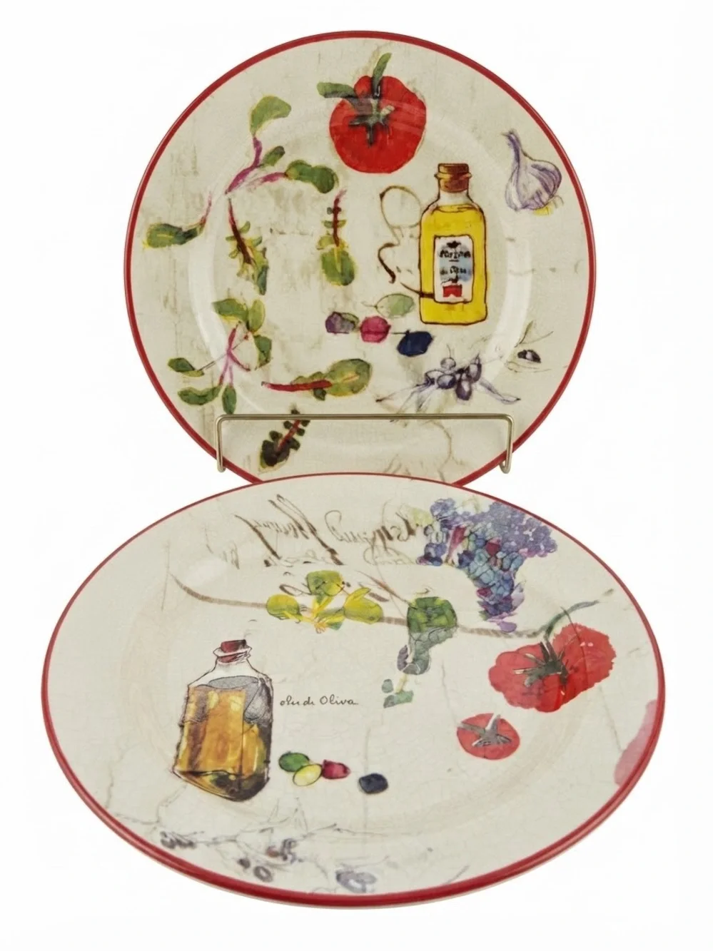 Williams Sonoma Set of 2 Olive Oil Tuscan Produce Salad Plates